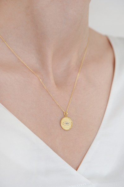 Φυλαχτό Κωνσταντινάτο Χρυσό 14Κ Διπλής Όψης Ματάκι