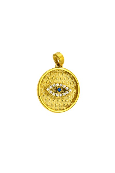 Κρεμαστό Χρυσό 14Κ Κωνσταντινάτο Διπλής Όψης Ματάκι