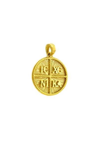 Φυλαχτό Κωνσταντινάτο Χρυσό 14Κ Διπλής Όψης Ανάγλυφο