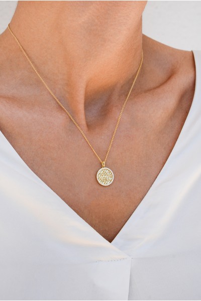 Φυλαχτό Κωνσταντινάτο Χρυσό 14Κ Διπλής Όψης Πετράτο