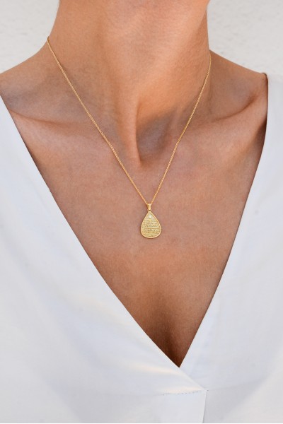 Φυλαχτό Κωνσταντινάτο Χρυσό 14Κ Σταγόνα Διπλής Όψης