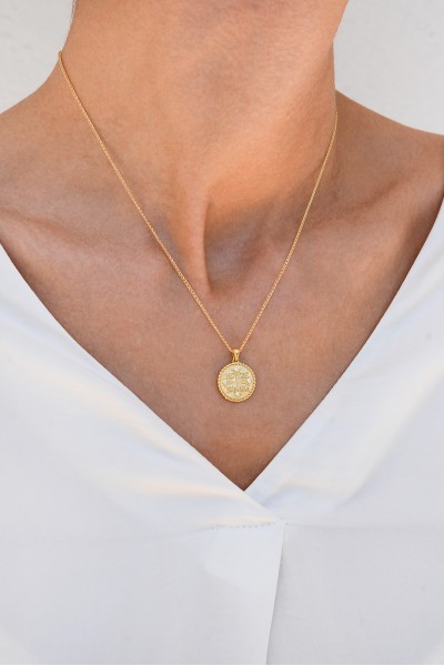 Κρεμαστό Χρυσό 14Κ Κωνσταντινάτο Διπλής Όψης Πετράτο