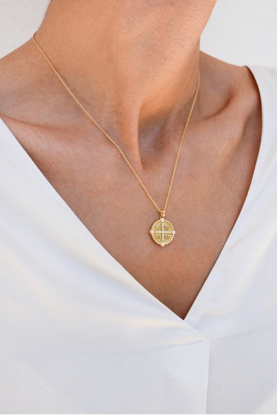 Κρεμαστό Κωνσταντινάτο Χρυσό 14Κ Μαργαριτάρια