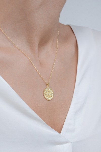 Φυλαχτό Κωνσταντινάτο Χρυσό 14Κ Διπλής Όψης Φούσκες XL