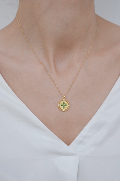 Κρεμαστό Χρυσό 14Κ Κωνσταντινάτο Διπλής Όψης Πετράτο