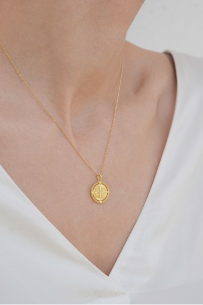 Φυλαχτό Κωνσταντινάτο Χρυσό 14Κ Διπλής Όψης