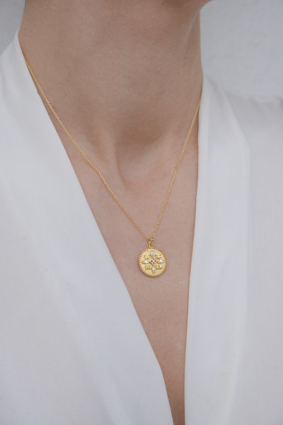 Φυλαχτό Χρυσό 14Κ Κωνσταντινάτο Διπλής Όψης Colours