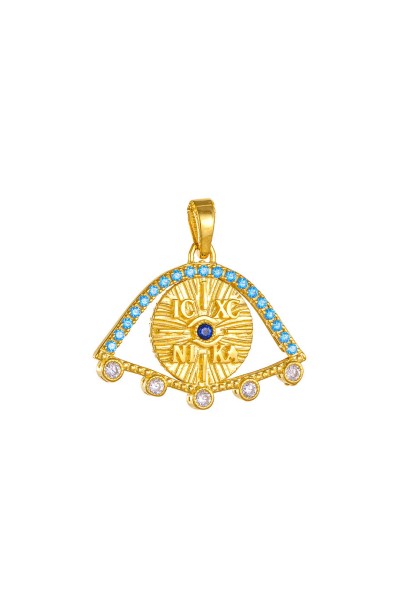 Κρεμαστό Χρυσό 14Κ Κωνσταντινάτο Διπλής Όψης Ματάκι