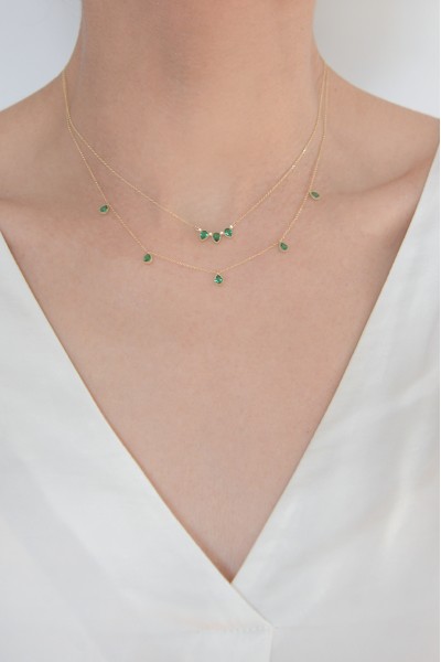 Κολιέ Χρυσό 14Κ Green Glam Line