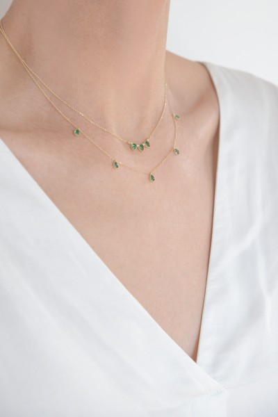 Κολιέ Χρυσό 14Κ Green Drops