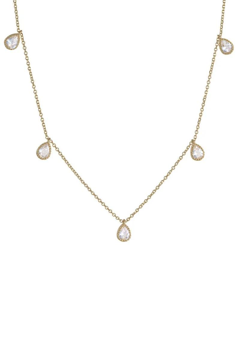 Κολιέ Lumière Χρυσό 14Κ White Drops