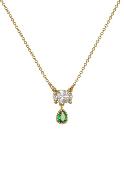 Κολιέ Χρυσό 14Κ Σμαράγδι Drop