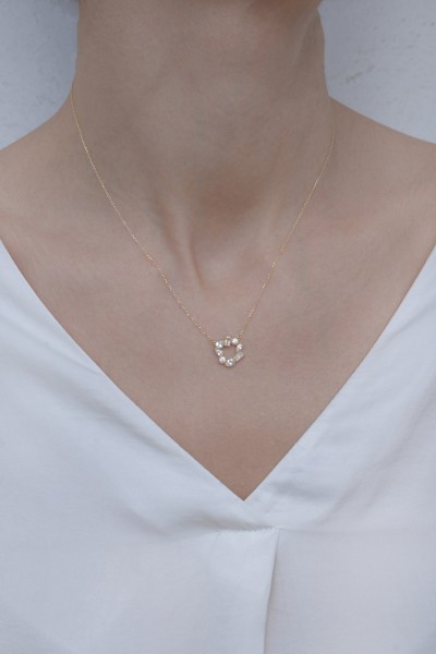 Κολιέ Χρυσό 14Κ Cubes White