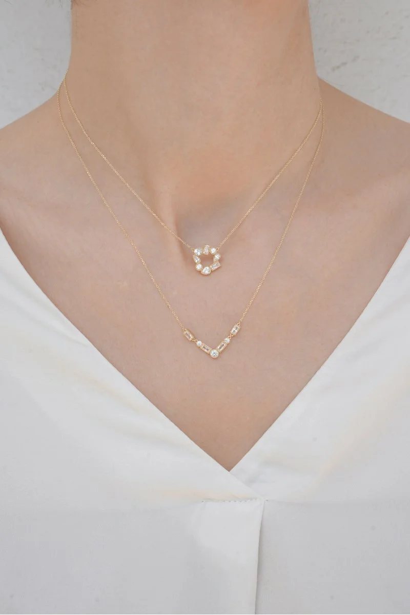 Κολιέ Χρυσό 14Κ Cubes White