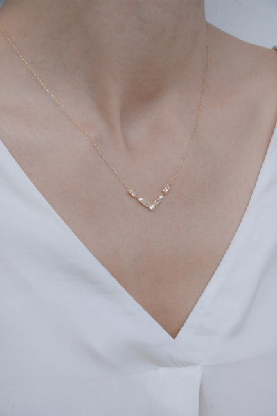 Κολιέ Χρυσό 14Κ Cubes White