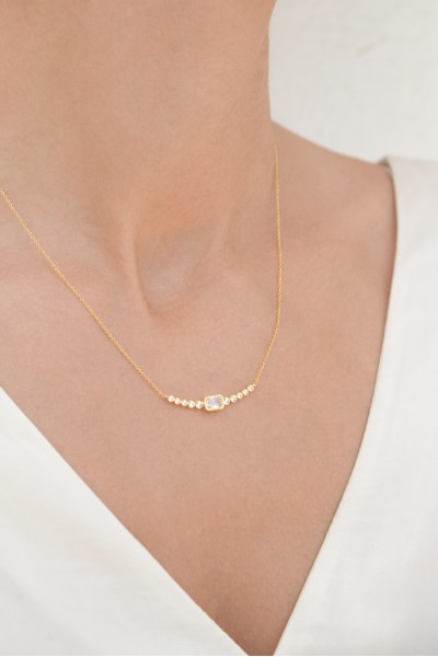 Κολιέ Χρυσό 14Κ Baguette Line