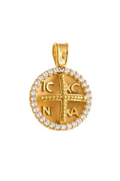 Φυλαχτό Κωνσταντινάτο Χρυσό 14Κ Πετράτο