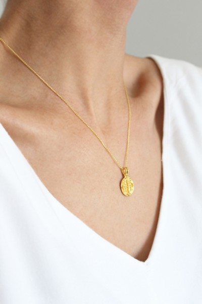 Φυλαχτό Κωνσταντινάτο Χρυσό 14Κ Ανάγλυφο 16mm