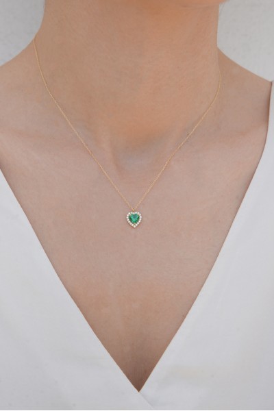 Κολιέ Χρυσό 14Κ Green Heart