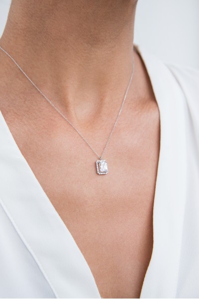 Κολιέ Λευκόχρυσο 14Κ Princess
