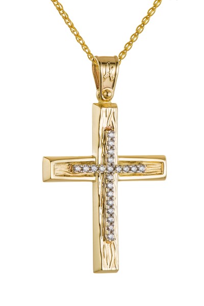 Σταυρός Βάπτισης Χρυσός 14Κ Ματ Πετράτος 4389