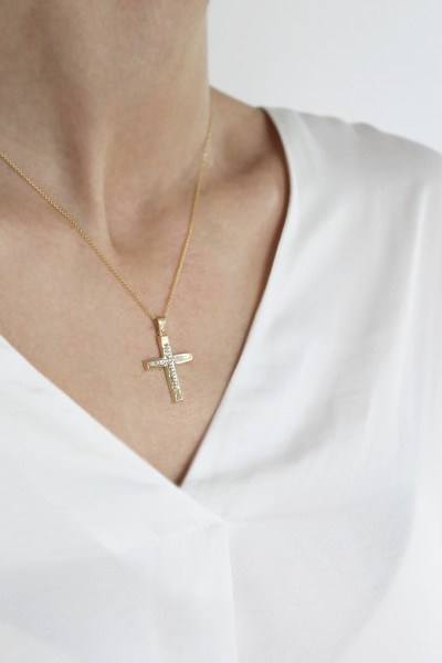 Σταυρός Βάπτισης Χρυσός 14Κ Ματ Πετράτος 4389