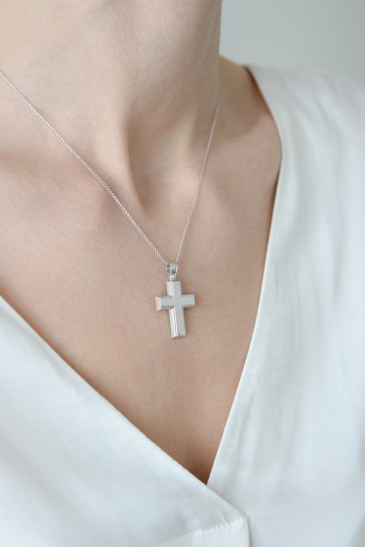 Σταυρός Βάπτισης Λευκόχρυσος 14Κ Λουστρέ 5342