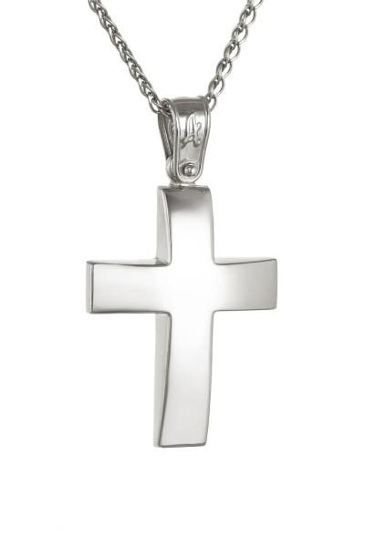 Σταυρός Βάπτισης Λευκόχρυσος 14Κ Λουστρέ 5343