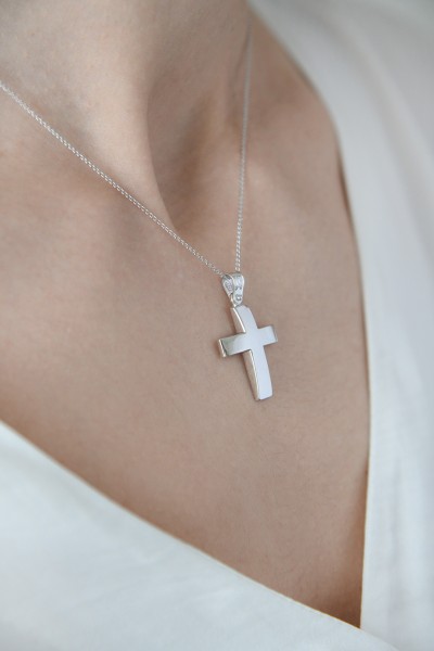 Σταυρός Βάπτισης Λευκόχρυσος 14Κ Λουστρέ 5343