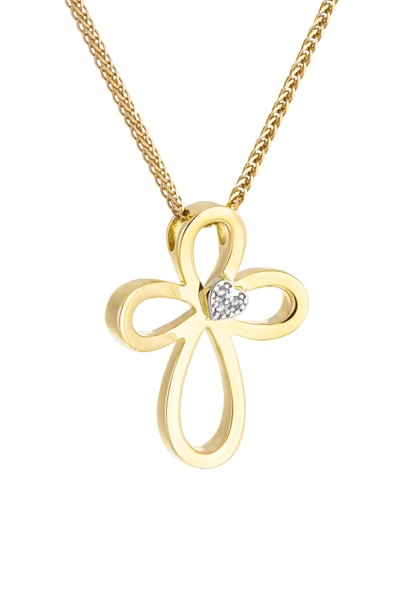 Σταυρός Βάπτισης Χρυσός 14Κ Καρδιά 4959