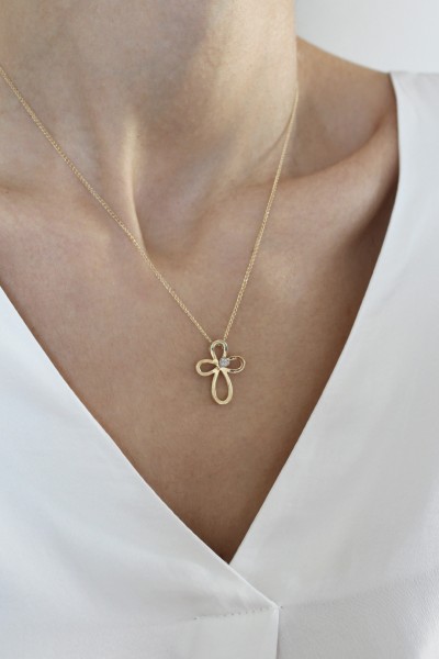 Σταυρός Βάπτισης Χρυσός 14Κ Καρδιά 4959