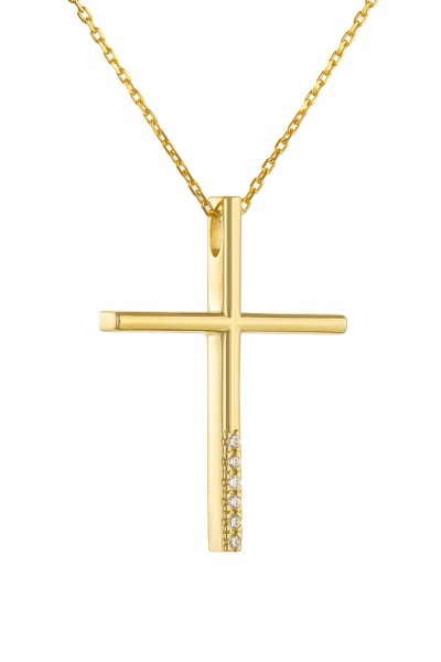 Σετ Σταυρός με Αλυσίδα Χρυσός 14Κ Minimal 6247