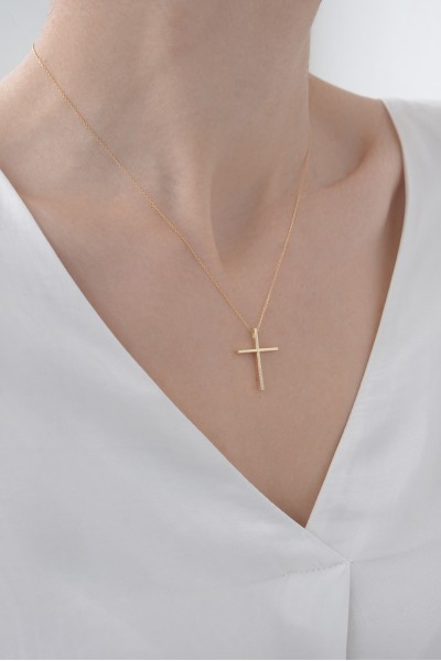 Σετ Σταυρός με Αλυσίδα Χρυσός 14Κ Minimal 6247