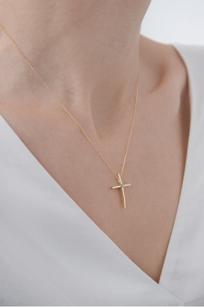 Σετ Σταυρός με Αλυσίδα Χρυσός 14Κ Minimal 6248