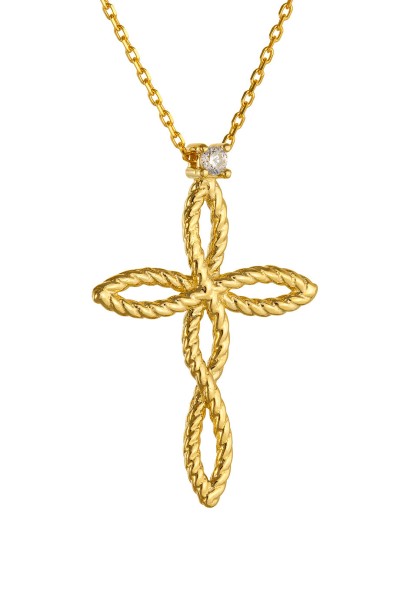 Σετ Σταυρός με Αλυσίδα Χρυσός 14Κ Πλεξούδα 6330