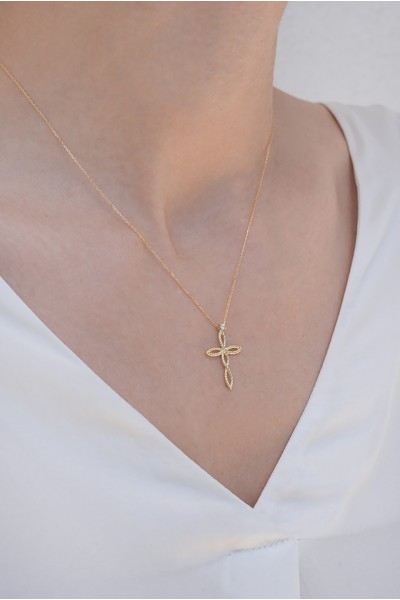 Σετ Σταυρός με Αλυσίδα Χρυσός 14Κ Πλεξούδα 6330