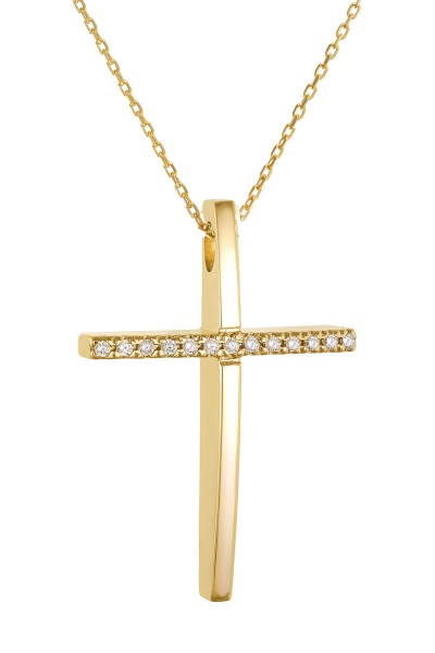 Σετ Σταυρός με Αλυσίδα Χρυσός 14Κ Πετράτος 6998