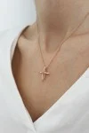 Σετ Σταυρός με Αλυσίδα Ροζ Χρυσός 14Κ Fashion 4218