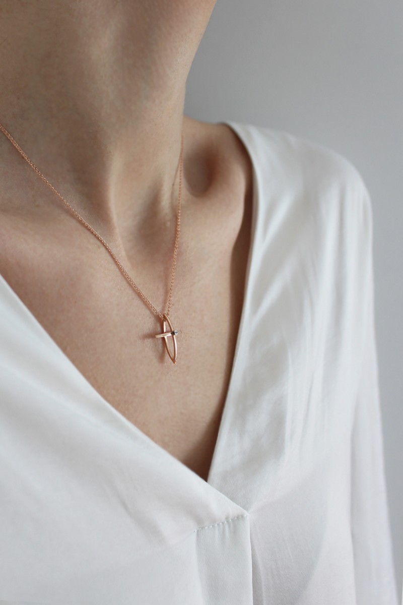 Σετ Σταυρός με Αλυσίδα Ροζ Χρυσός 14Κ Fashion 4218