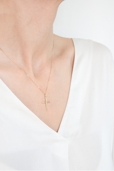 Κρεμαστό Χρυσό 14Κ Σταυρός Λουστρέ