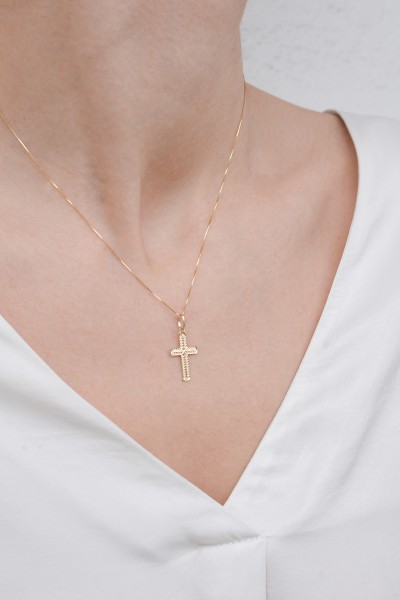 Κρεμαστό Χρυσό 14Κ Σταυρός Διαμανταρισμένος