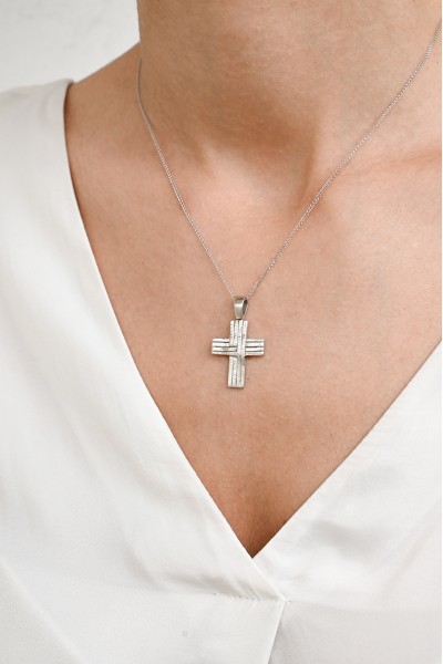 Σταυρός Βάπτισης Λευκόχρυσος 14Κ Ζαγρέ 6938