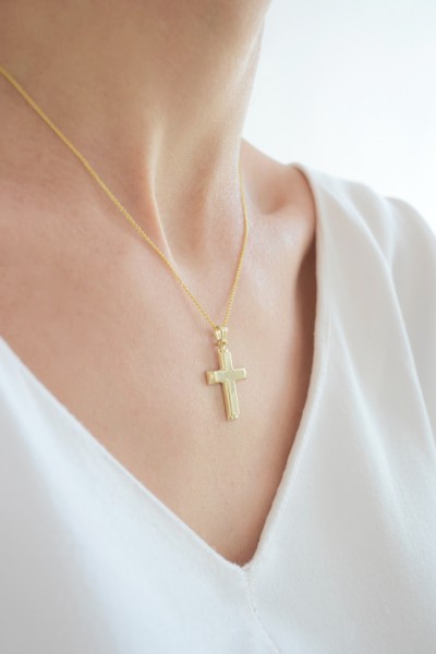 Σταυρός Βάπτισης Χρυσός 14Κ Λουστρέ Οικονομικός 3879