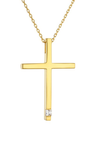 Σετ Σταυρός με Αλυσίδα Χρυσός 14Κ Minimal 6337