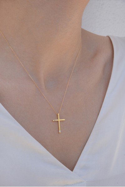 Σετ Σταυρός με Αλυσίδα Χρυσός 14Κ Minimal 6337