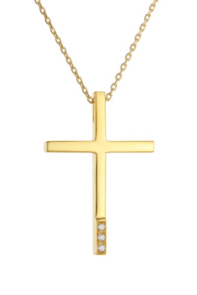 Σετ Σταυρός με Αλυσίδα Χρυσός 14Κ Minimal 6339