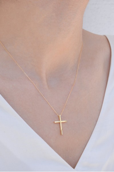 Σετ Σταυρός με Αλυσίδα Χρυσός 14Κ Minimal 6339