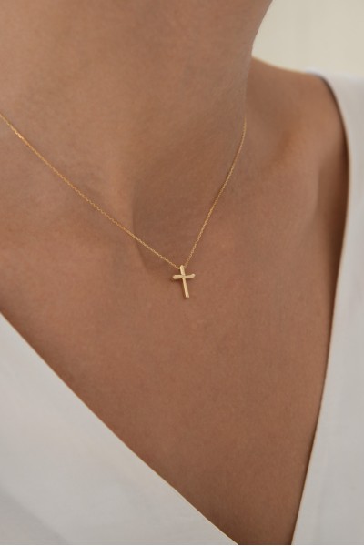 Κολιέ Χρυσό 14Κ Σταυρός Λουστρέ