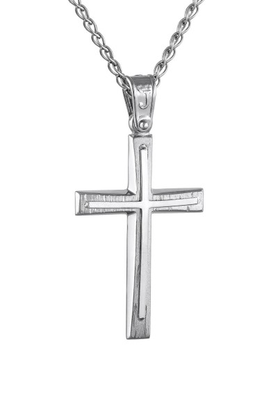 Σταυρός Βάπτισης Λευκόχρυσος 14Κ Minimal 5008