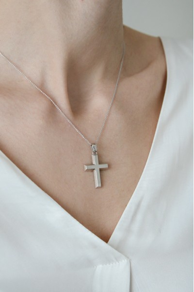 Σταυρός Βάπτισης Λευκόχρυσος 14Κ Λουστρέ 5009